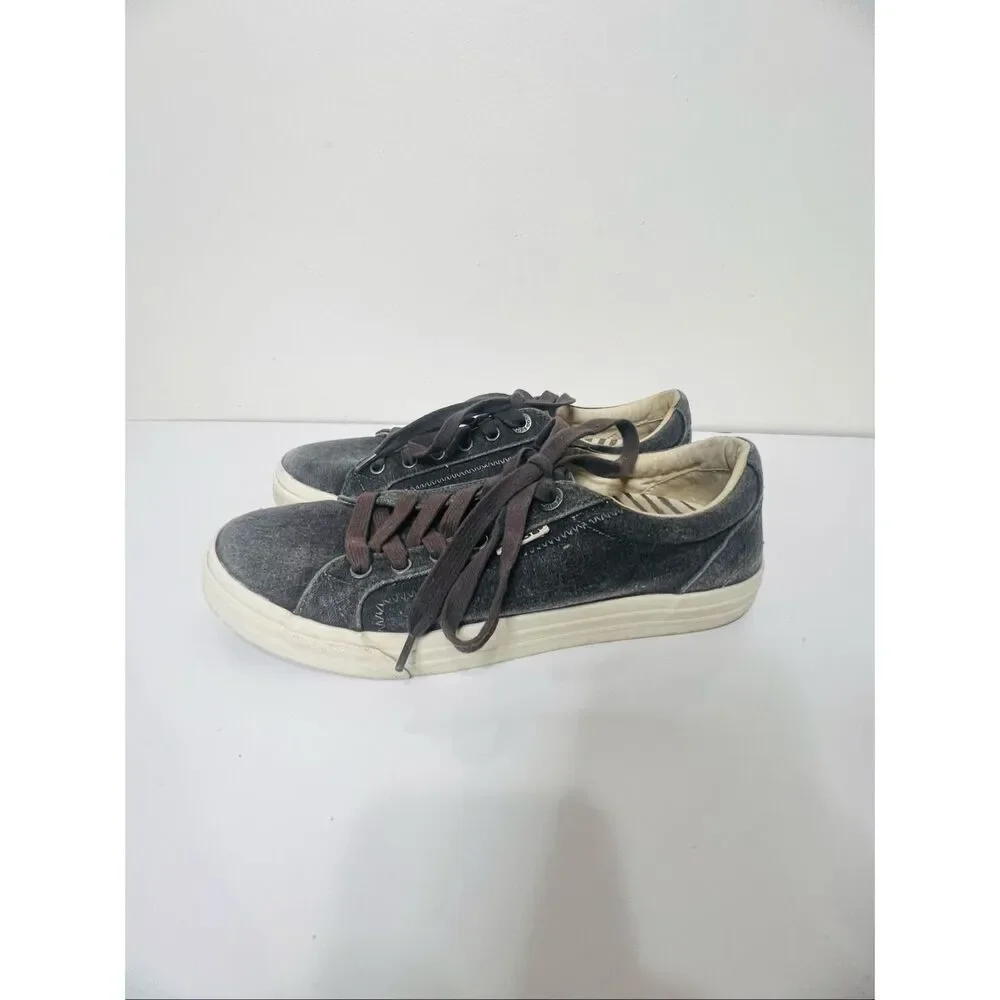 Taos Plim Soul Sneakers Black Gray Canvas Denim Sz 9